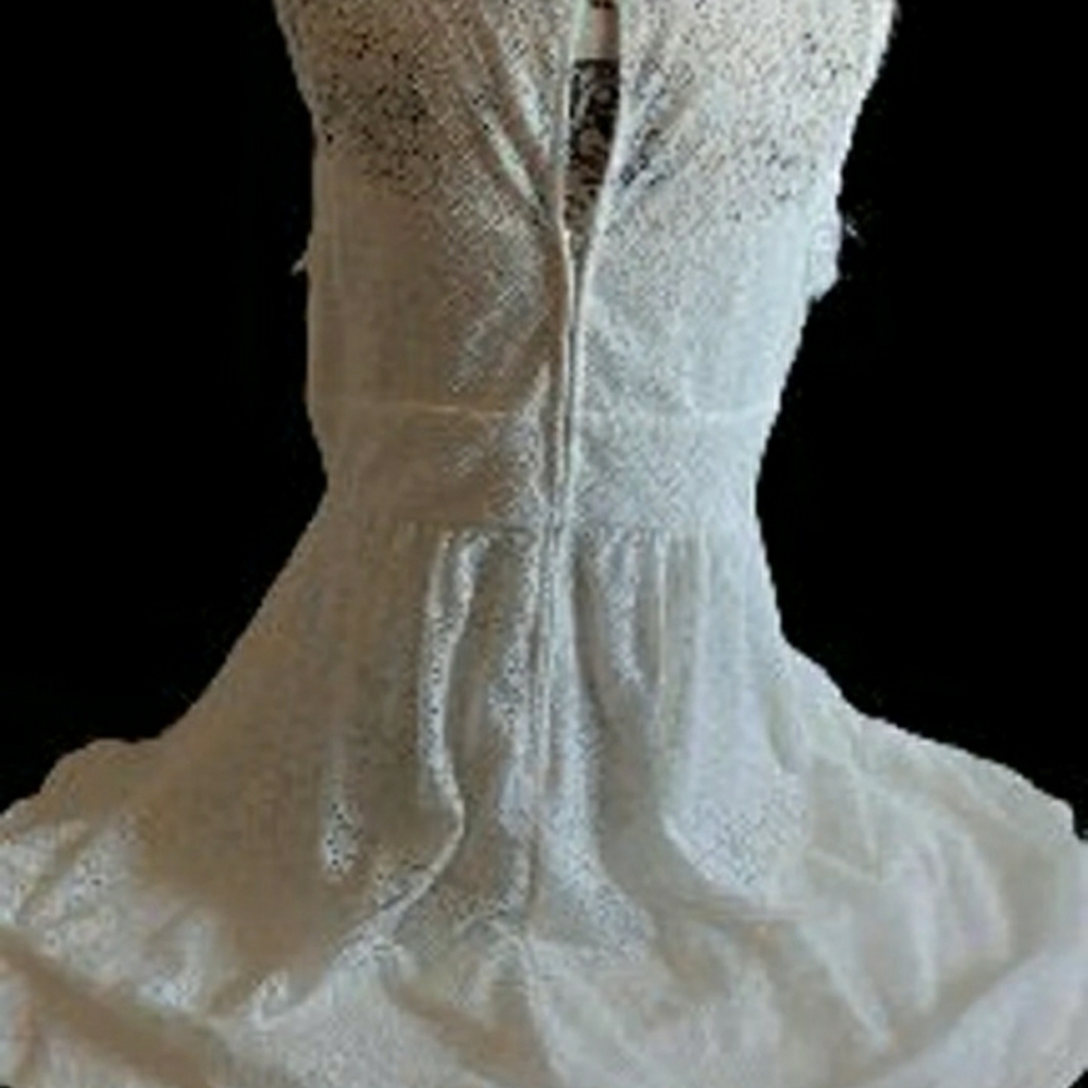 Womens Ivory Lace Lined Sleeveless Dress sz 12 - Picture 2 of 12